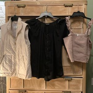 Aerie beige top, Express black top, Old Navy beige vest. Smoke & pet free home.